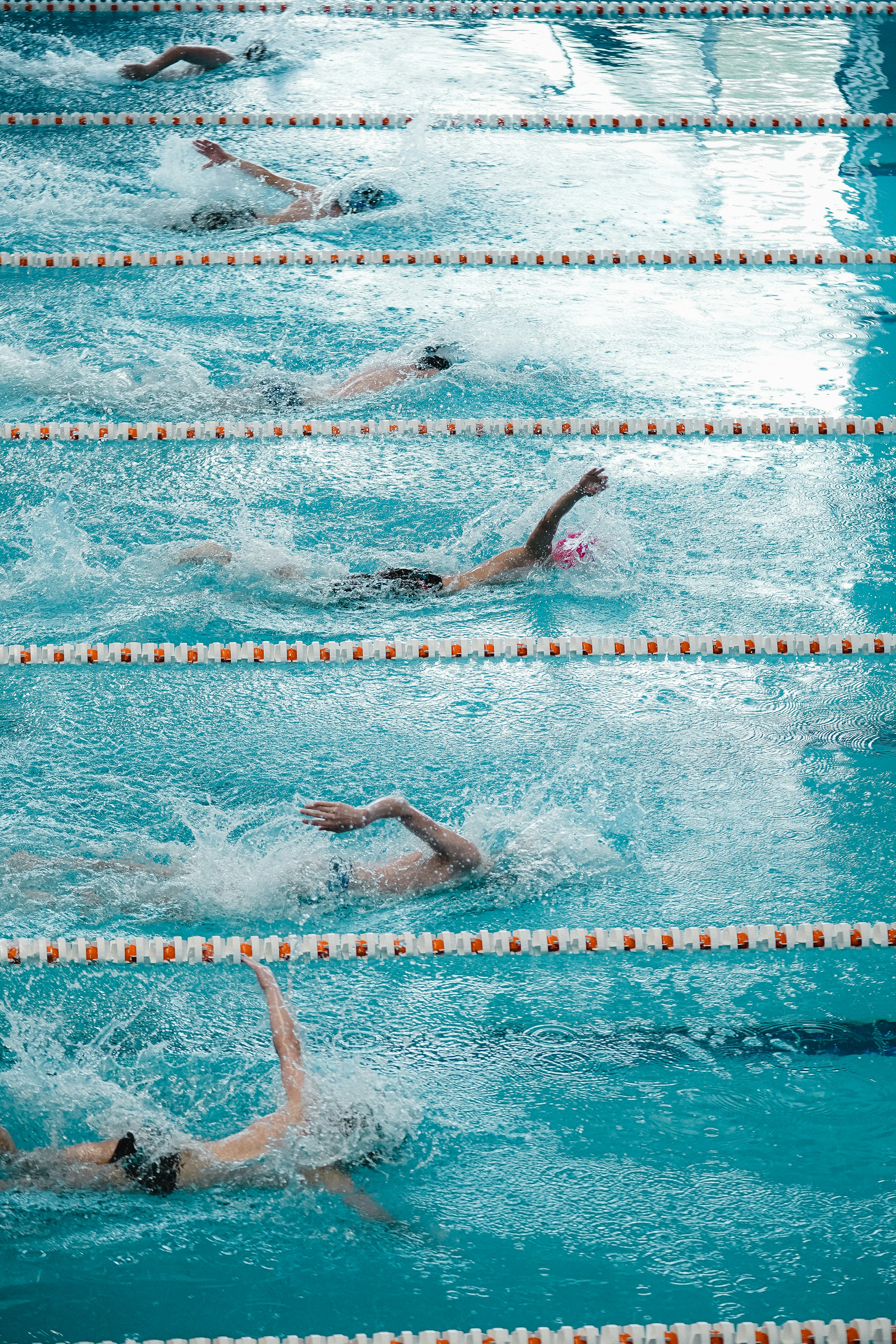 Swimmer diving into pool